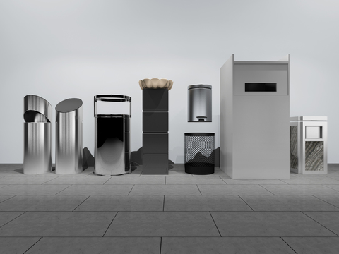  现代公共垃圾桶3d模型 