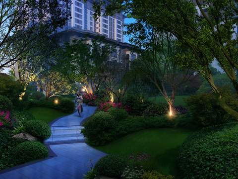  现代小区景观psd 