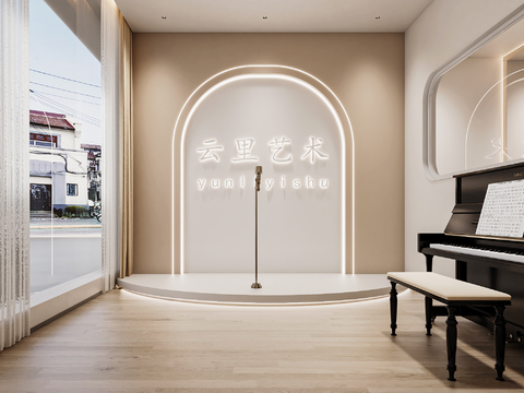  现代钢琴室3d模型 