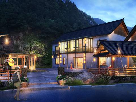  中式生态新农村建筑景观psd 