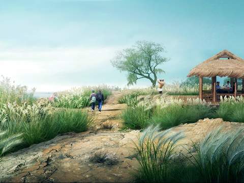  新中式农村山地园林景观psd 