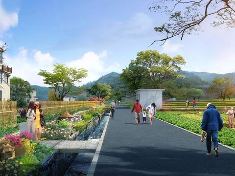  现代道路桥梁菜地园林psd 