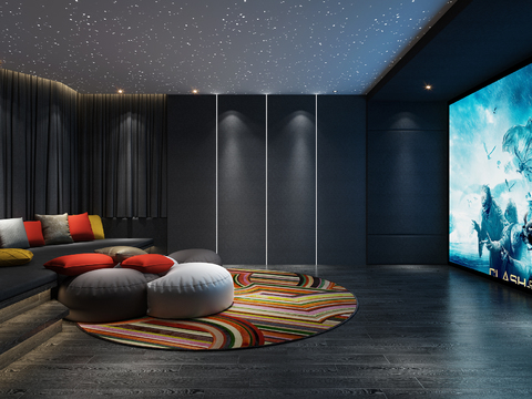  现代懒人沙发影视厅3D模型 