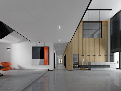  办公楼大堂3d模型 