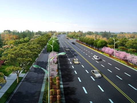  现代道路桥梁鸟瞰psd 