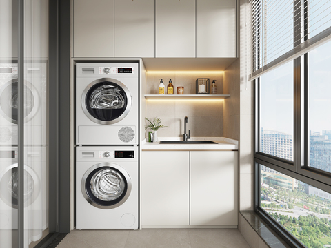  阳台 洗衣房3d模型 