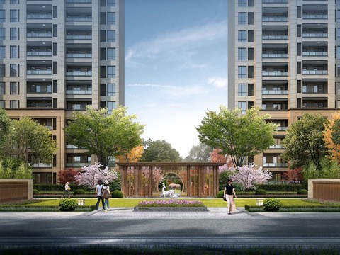  现代小区入口门头psd 