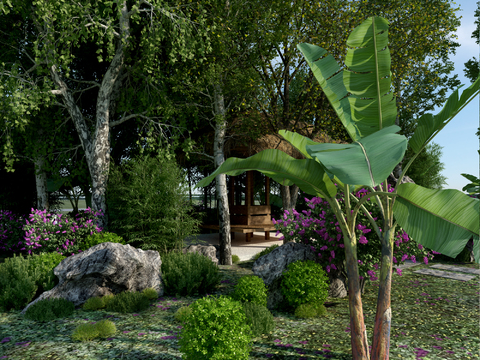  现代园林绿化景观3D模型 