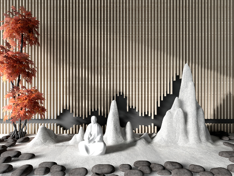  新中式园艺小品3d模型 