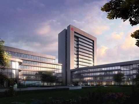  现代医院建筑外观psd 