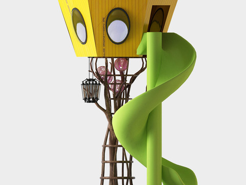  现代儿童滑梯游乐设备3d模型 