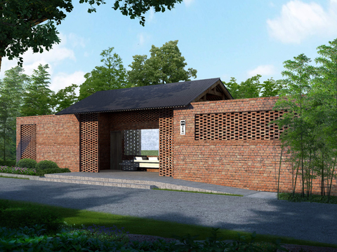  现代公厕厕所外观psd 