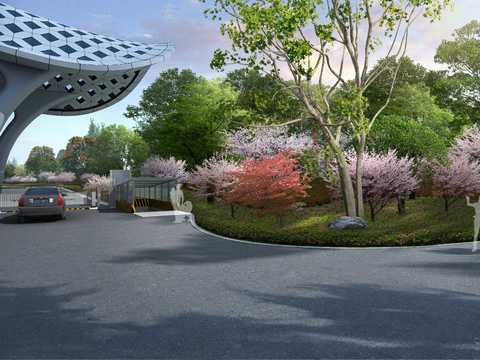  小区入口景观psd 