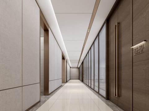  现代公司走廊 过道3d模型 