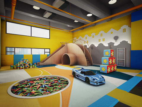  现代儿童游乐场3d模型 