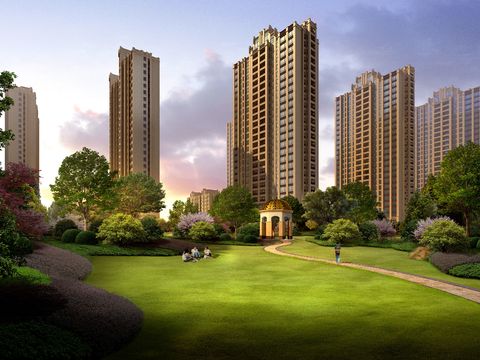  现代小区公园草坝psd 