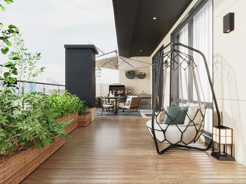  现代别墅阳台 休闲阳台3d模型 