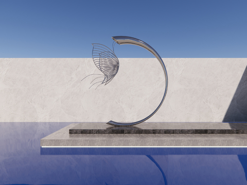  蝴蝶雕塑 艺术装置3d模型 