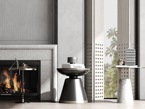 现代金属边几圆几3d模型