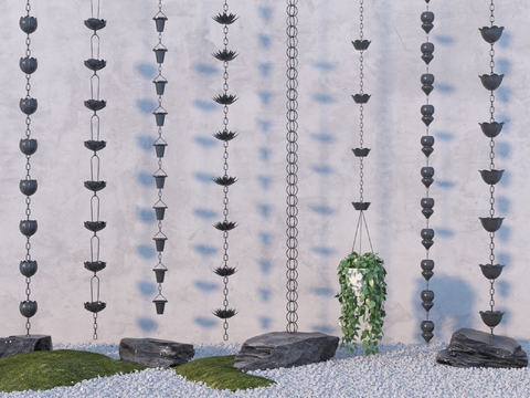  假山小品 雨链 滴雨链3d模型 