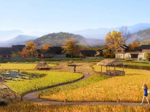  现代生态新农村园林景观psd 