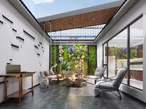  现代露台阳光房3d模型 