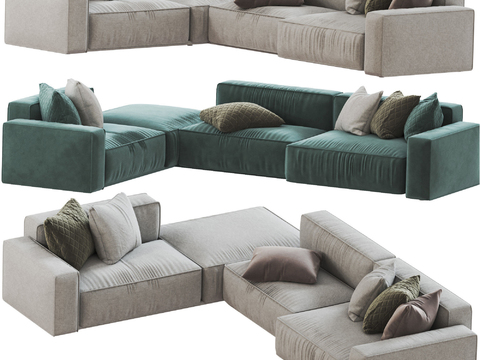  Poliform 现代灰色转角沙发3d模型 