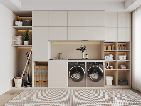  生活阳台 洗衣房3d模型 