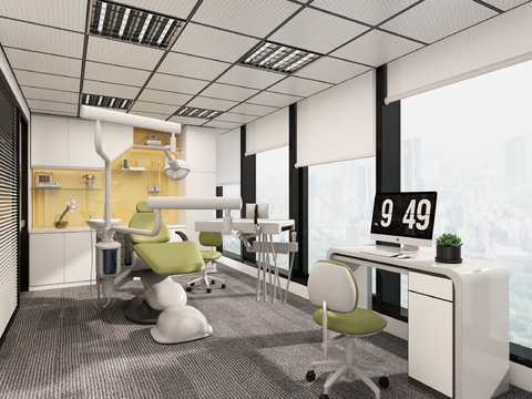  现代牙科诊室 医务室3d模型 