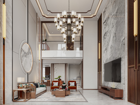  别墅客厅 别墅大堂3d模型 