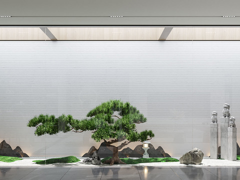  新中式禅意庭院小品3d模型 