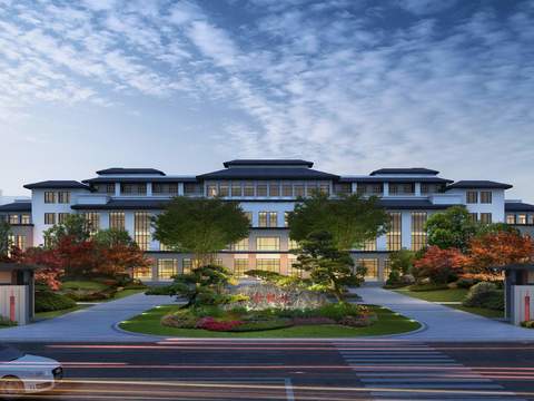  中式景观入口psd 