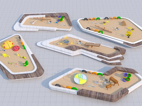  儿童游乐器械 沙坑 跷跷板3d模型 