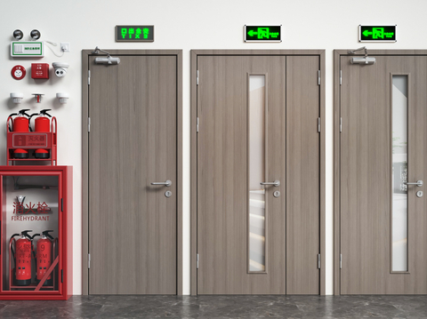  现代安全门 消防门3d模型 