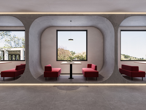  现代西餐厅 餐厅卡座3d模型 