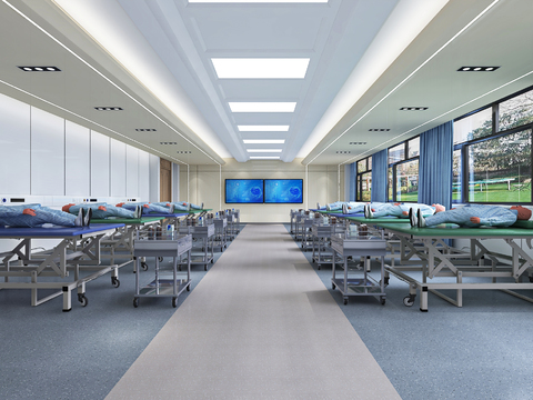  现代病房 医疗培训室3d模型 