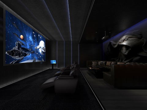  影音室 视听室 家庭影院3d模型 