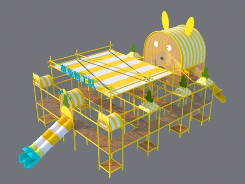  游乐器材 丛林魔网 儿童蹦床 滑梯3d模型 