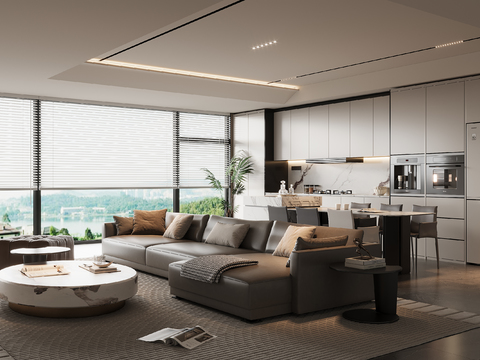  意式客餐厅3d模型 