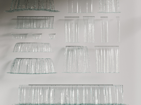  瀑布 流水 出水口3d模型 