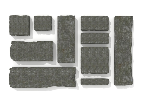  园路铺地 汀步 青石板3d模型 