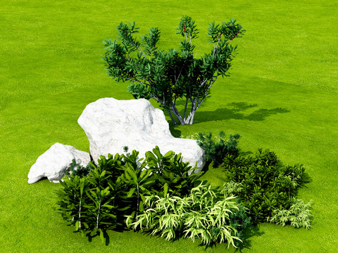  现代草坪3d模型 