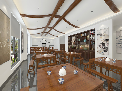  中式茶馆 茶楼3d模型 