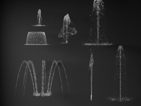  喷泉 流水 跌水3d模型 