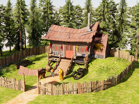  木屋建筑  建筑外观3d模型 