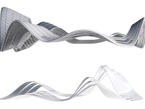  景观廊架 异形廊架3d模型 