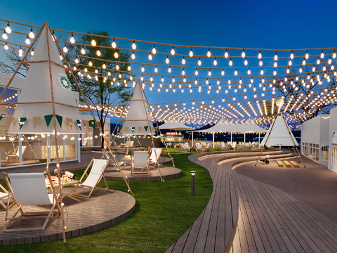  公园广场 露营桌椅 帐篷3d模型 