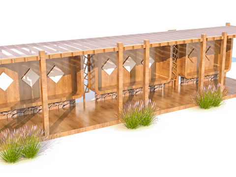  异形廊架 景观廊架3d模型 