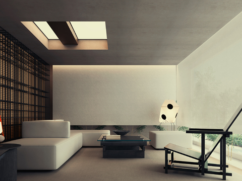  新中式休息区3d模型 