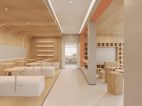  现代阅读室 自习室3d模型 